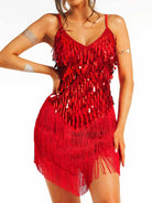 Red Sequin Tassel Dress