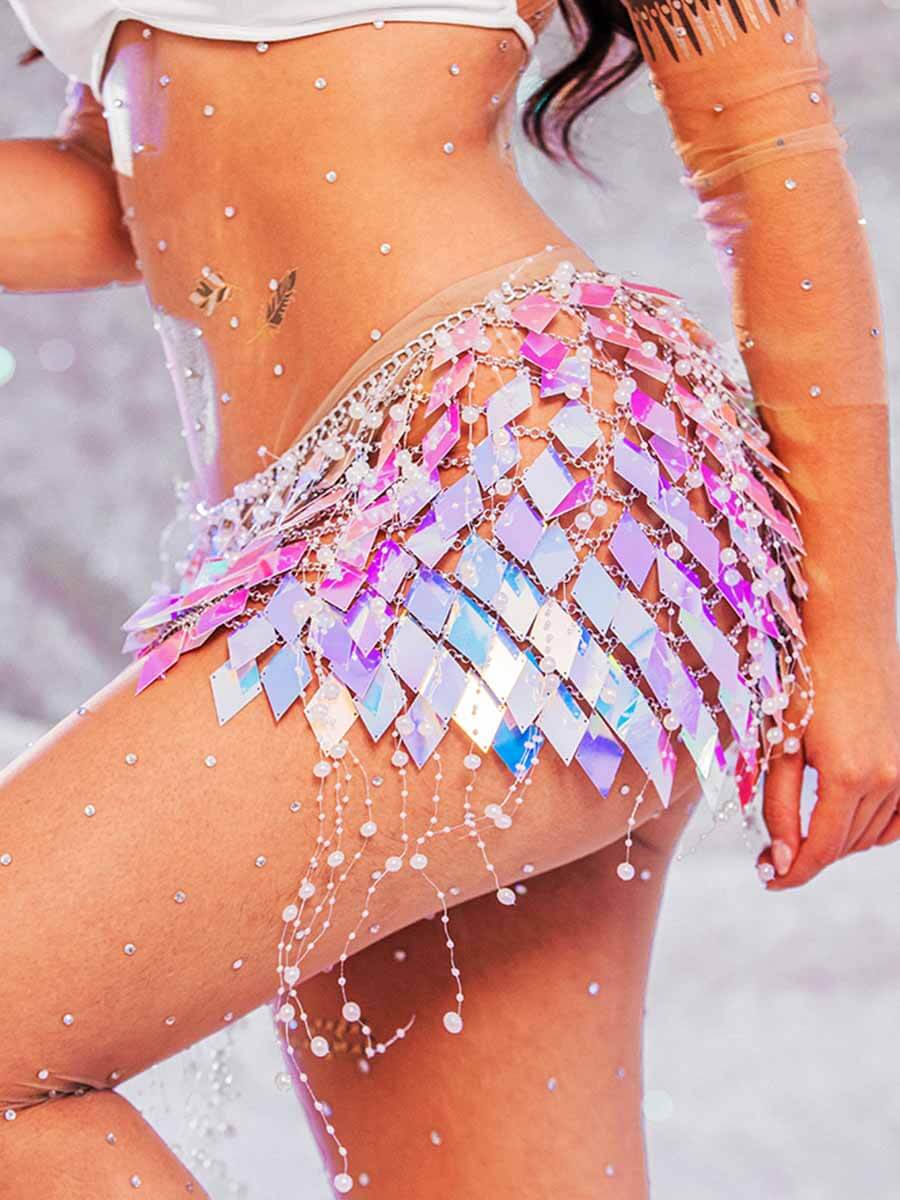 Diamond Sequin Mini Skirt