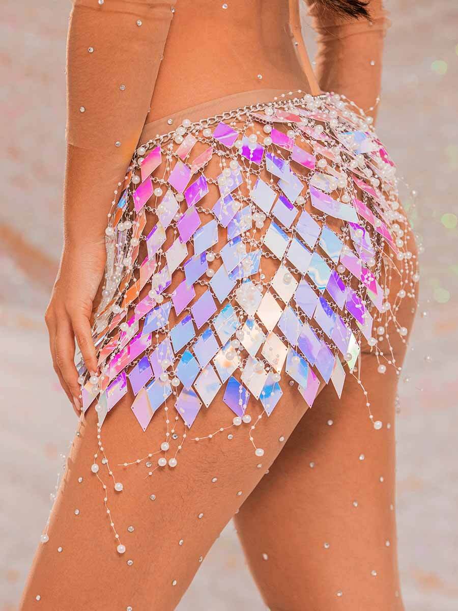 Pearl Sequin Mini Skirt