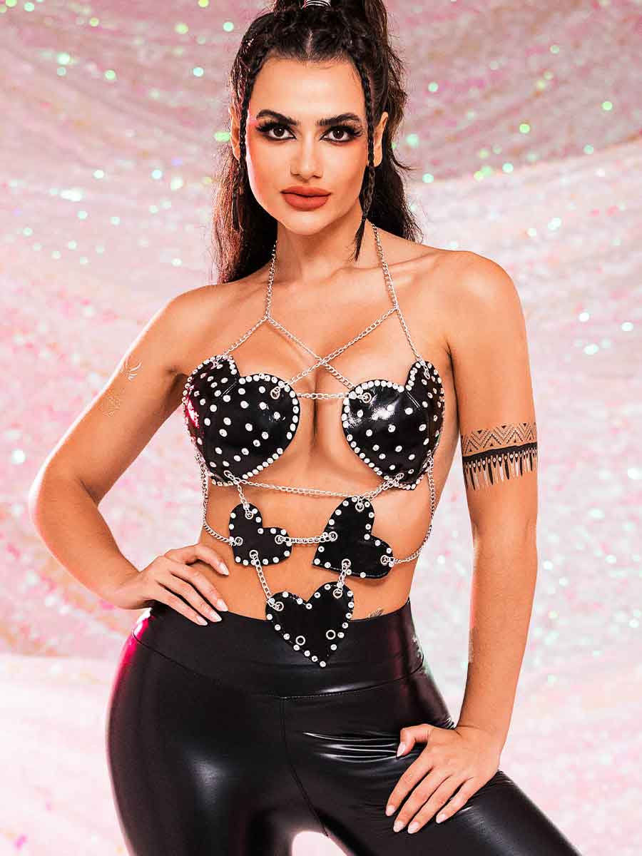 rhinestone black bra