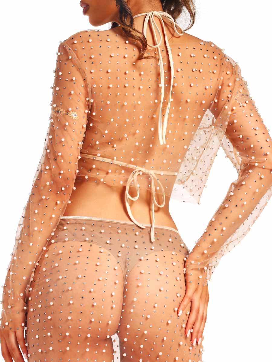 see-through rhinestone top