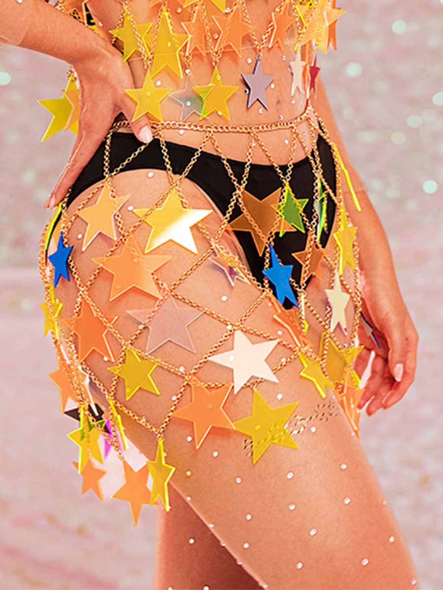 2 Piece Sparkle Set - Star Top + Metal Star Skirt