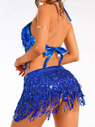 blue sparkly fringe two-piece set