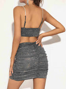 Black slip top + mini skirt glitter set