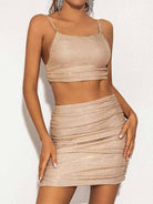 Pleated Light Pink Glitter Two-Piece Set