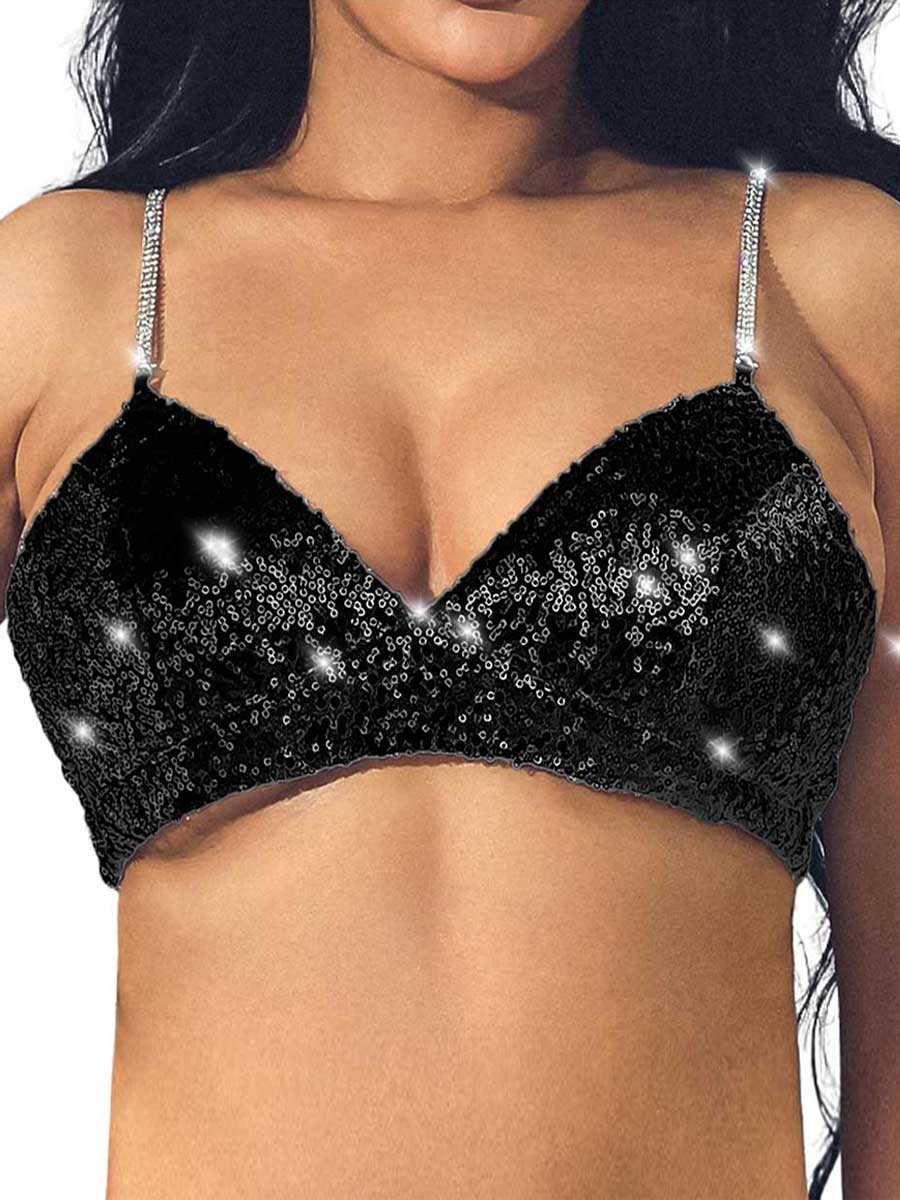 Black Glitter Bra