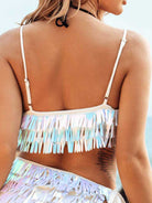 Shimmering Sequin Tassel Crop Top