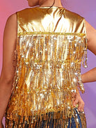 Gold Tassel Sequin Open-Front Gilet