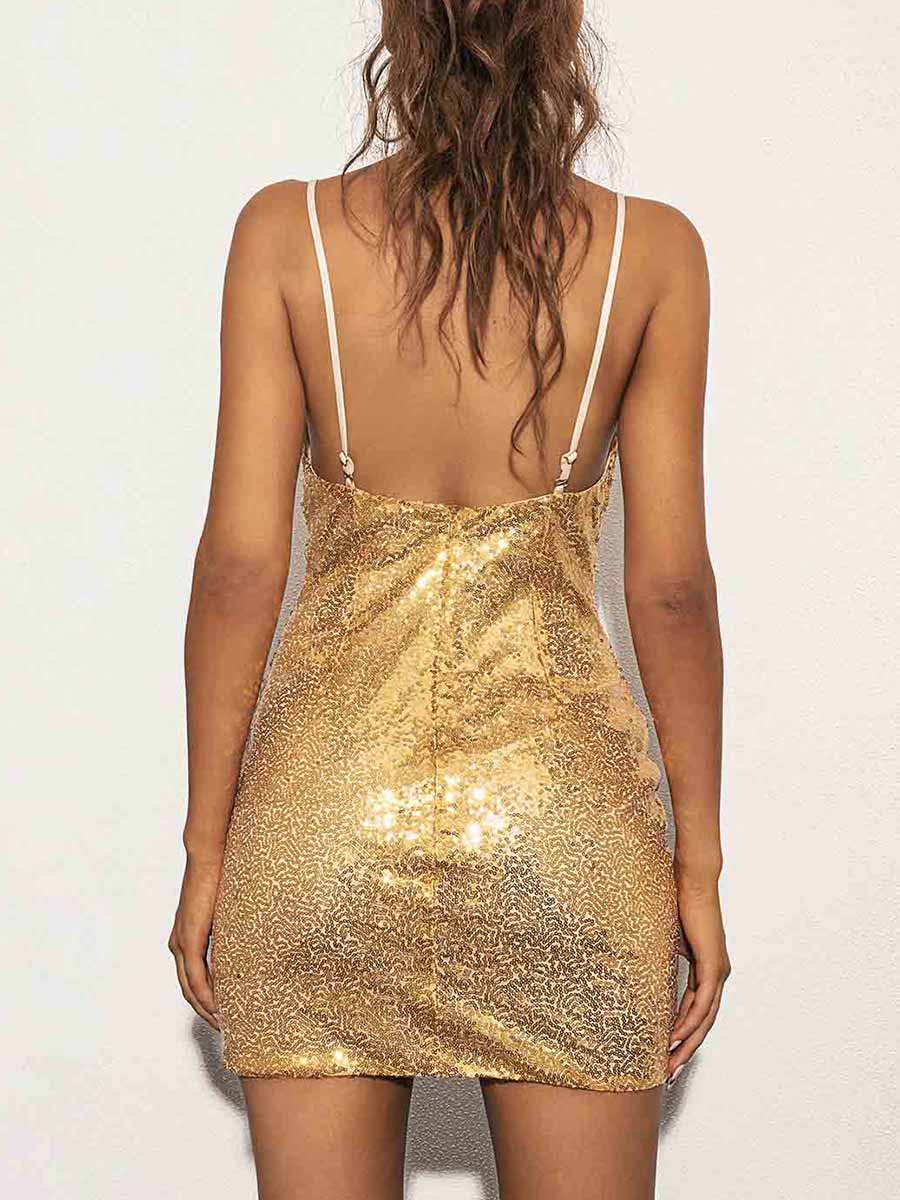 Tight Gold Sparkle Mini Dress