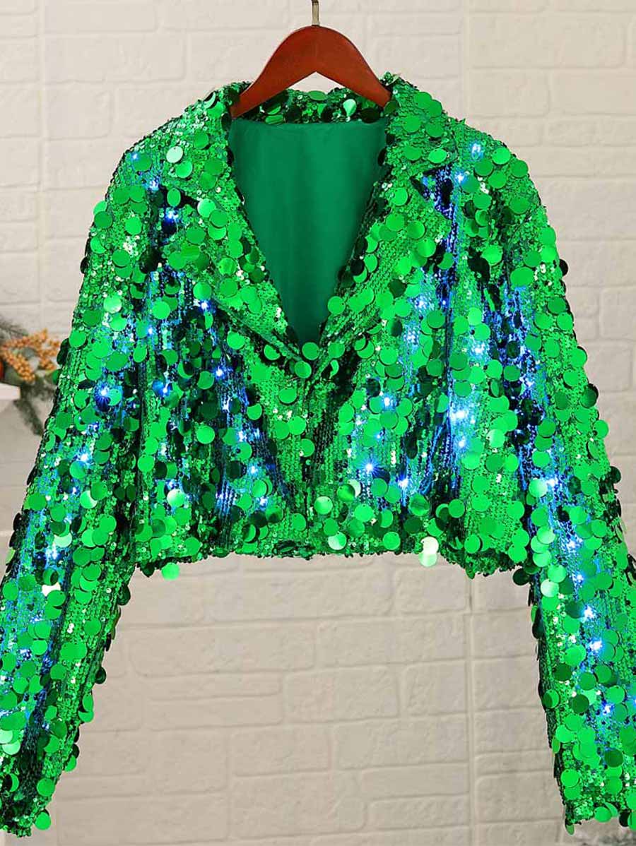 LED Light-Up Green Sequin Jacket