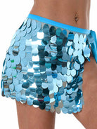 Blue Sequin Mini Skirt