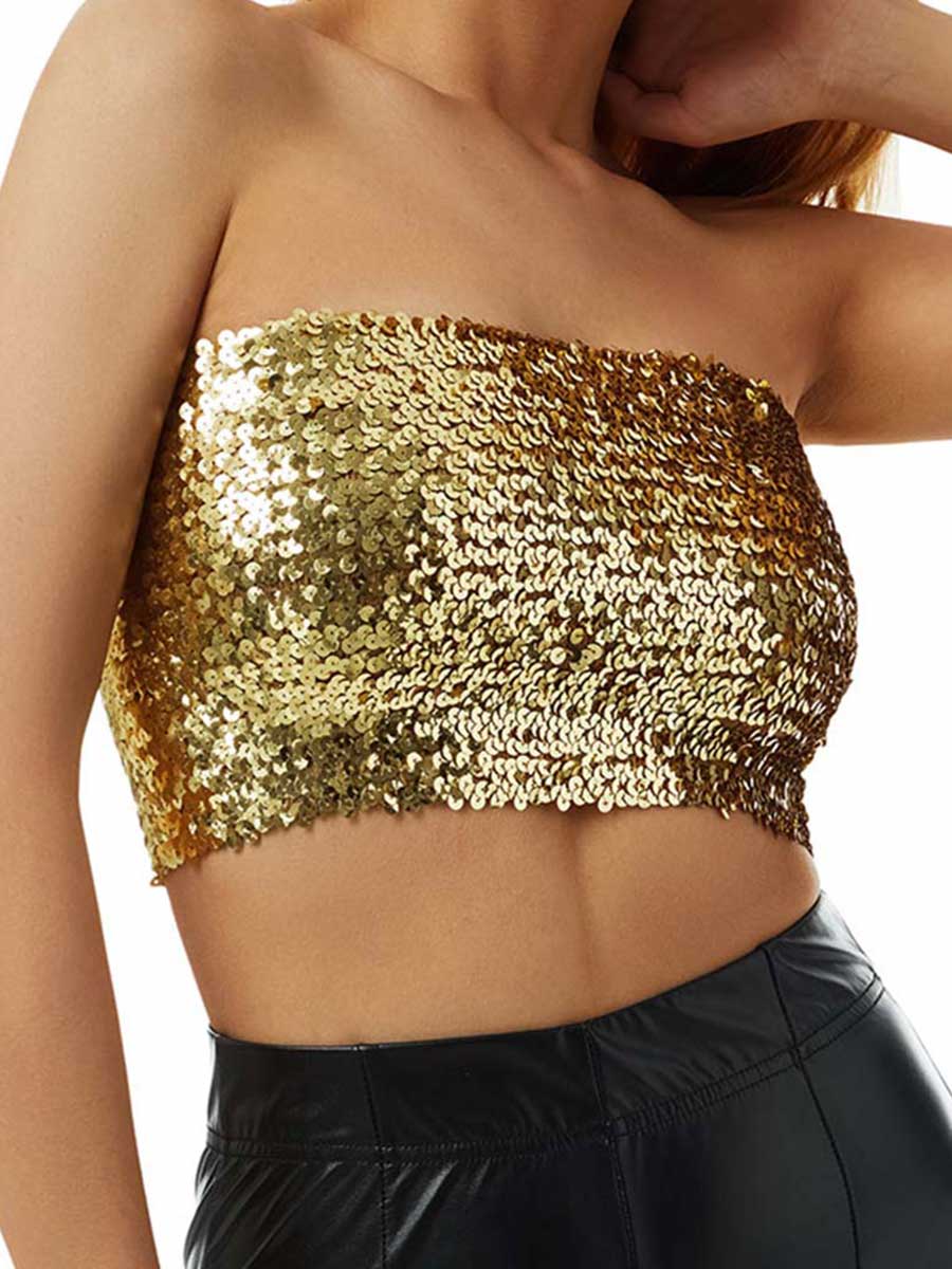 Gold Sequin Tube Top