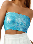 Sky Blue Sequin Bandeau Top