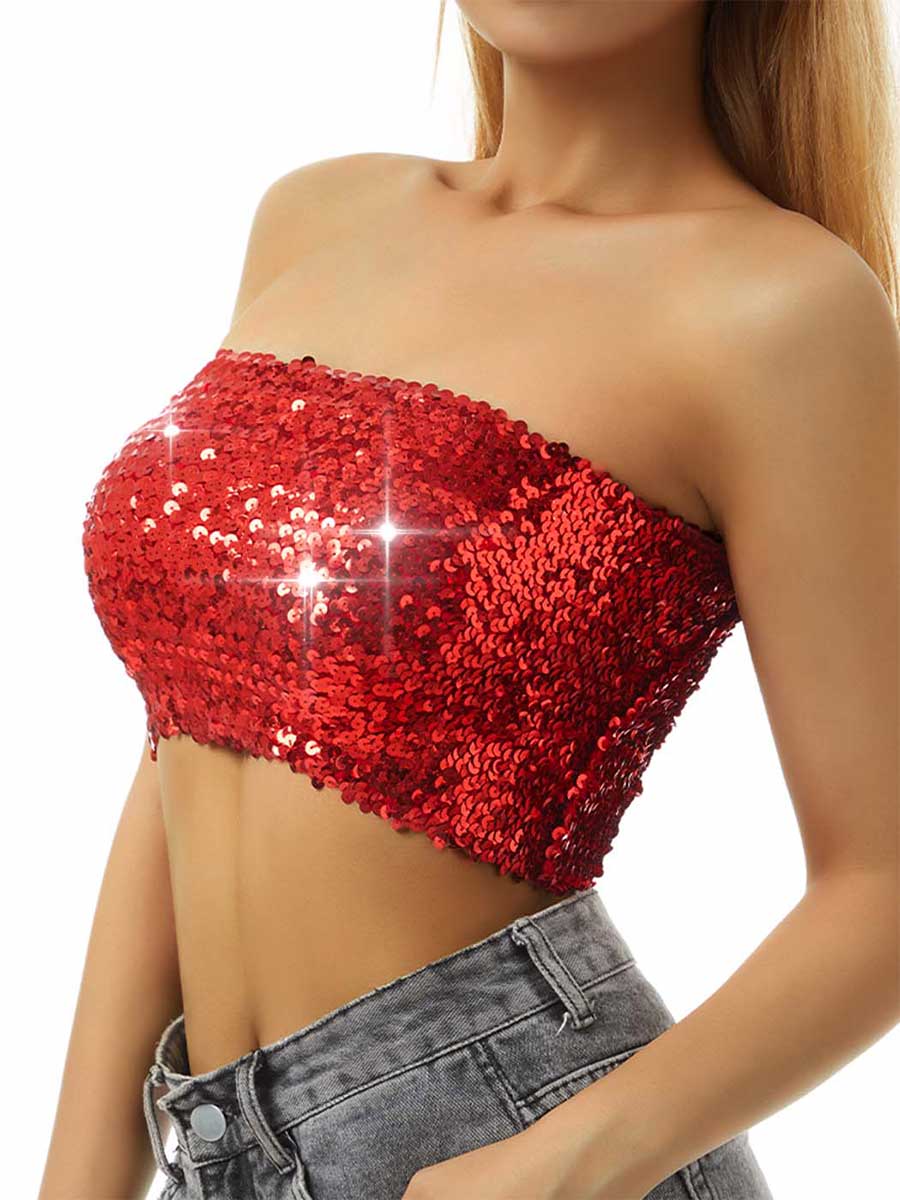 Red Sequin Tube Top