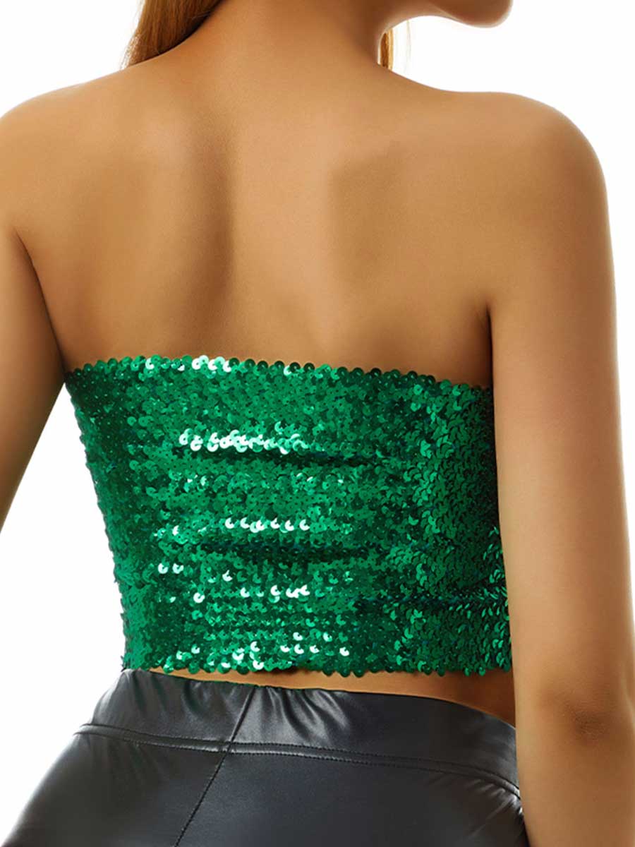 Neon Green Sequin Crop Top