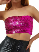 Rose Red Sequin Tube Top