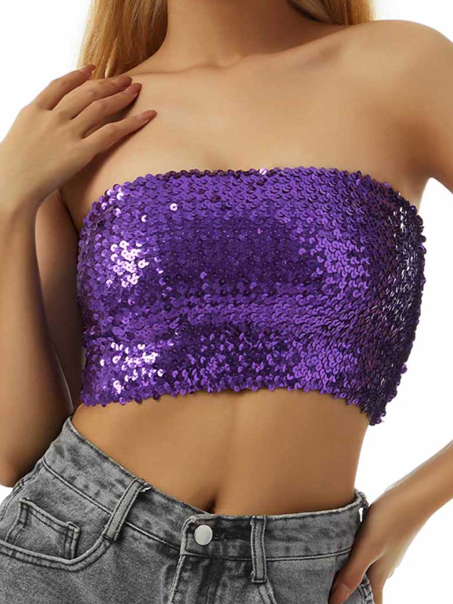 Purple Sequin Tube Top