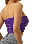 Violet Glitter Strapless Top