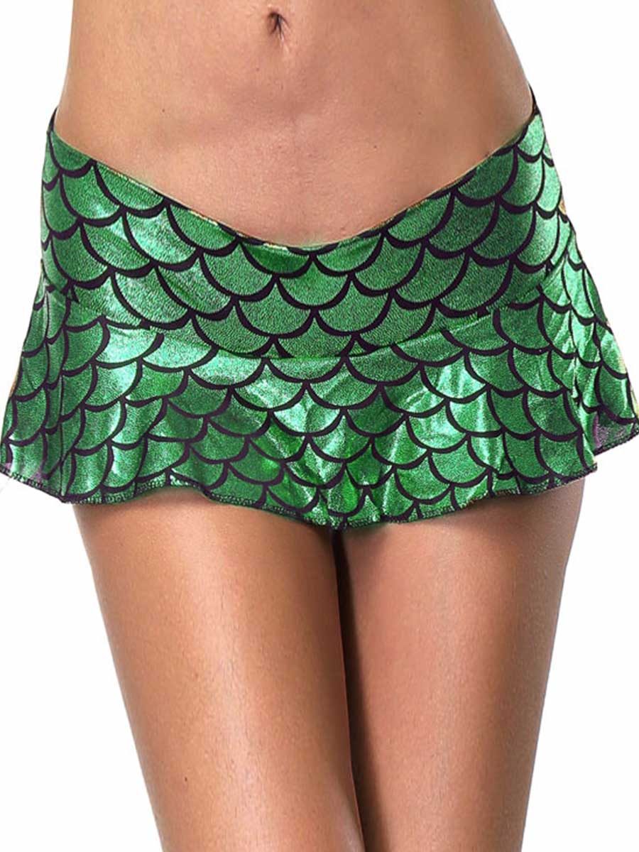 Deep Green Mermaid-Inspired Mini Skirt