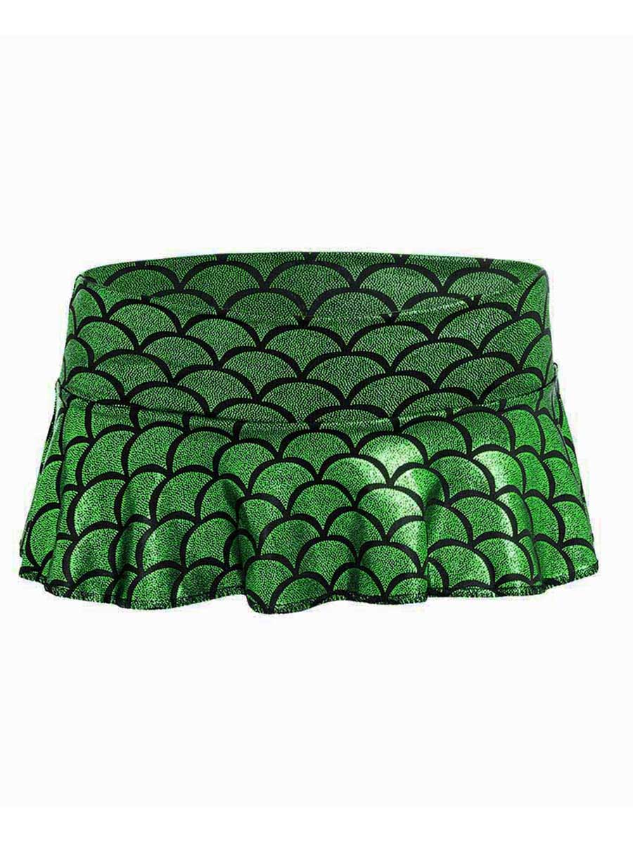 Shimmering Dark Green Aquatic Mini Skirt