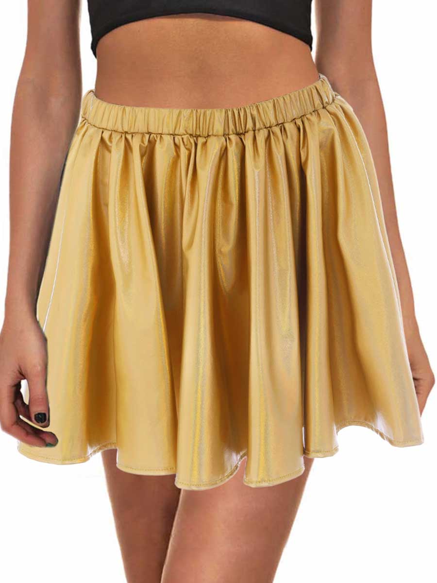 Gold Reflective A-Line Skirt