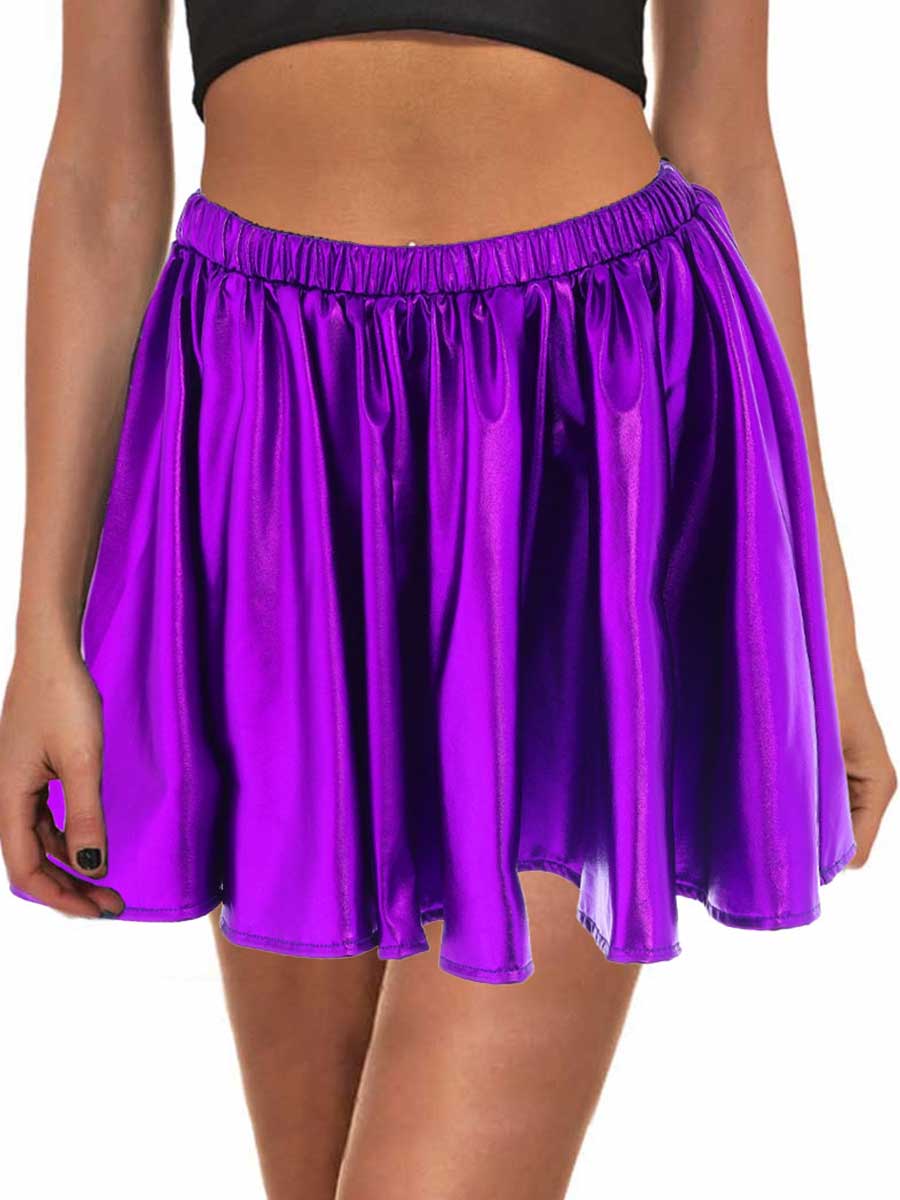 Purple Reflective A-Line Skirt