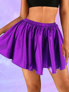 Shiny Purple A-Line Skirt