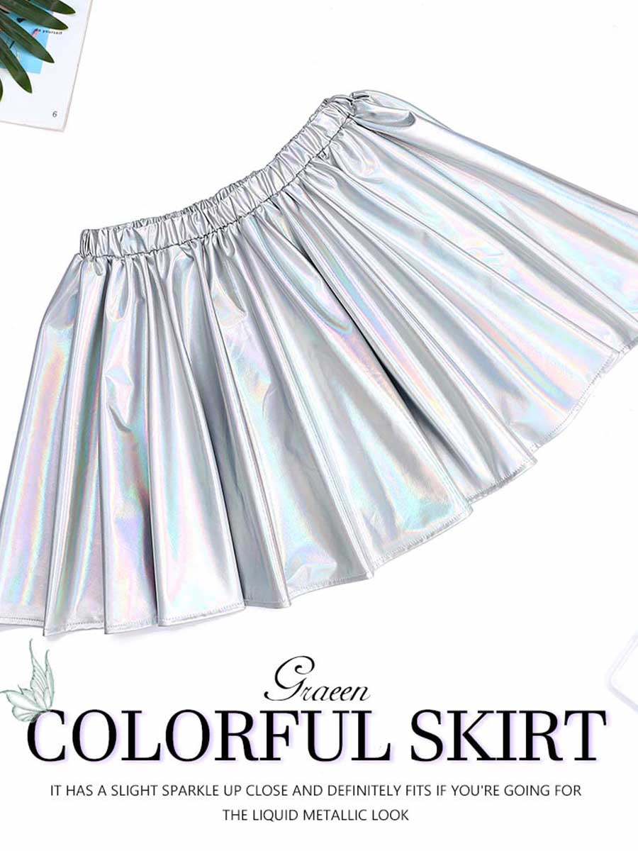 Reflective Silver A-Line Skirt