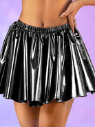 Black Reflective A-Line Skirt