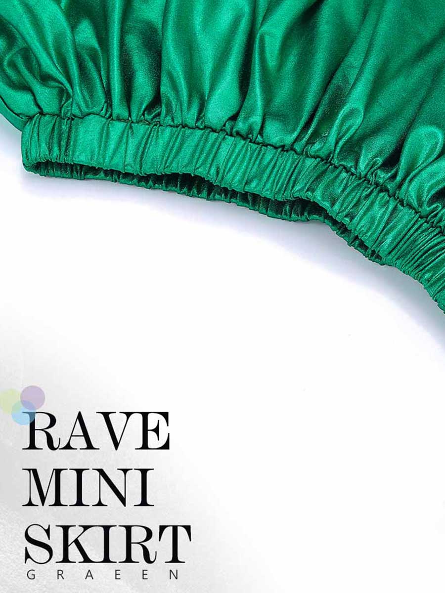 Luxurious Satin High-Waisted Green Skirt