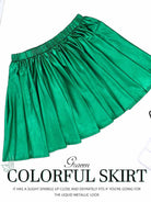 Gleaming Green A-Line Satin Skirt