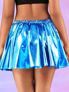 Vivid Blue Glossy A-Line Skirt