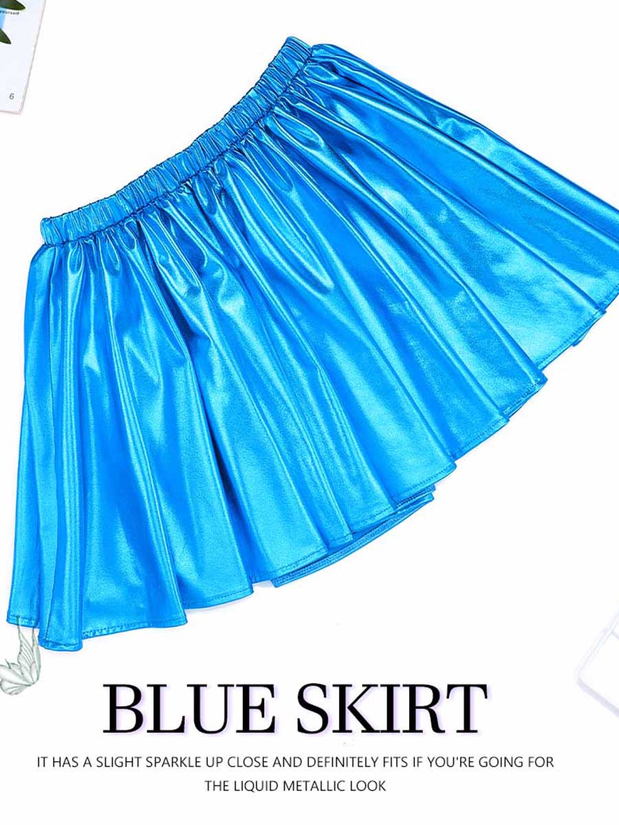 Futuristic Shimmering Blue Mini Skirt