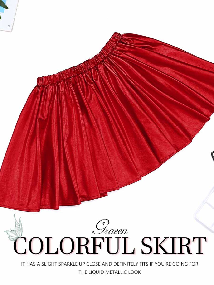 Lustrous Red Pleated Party Skirt