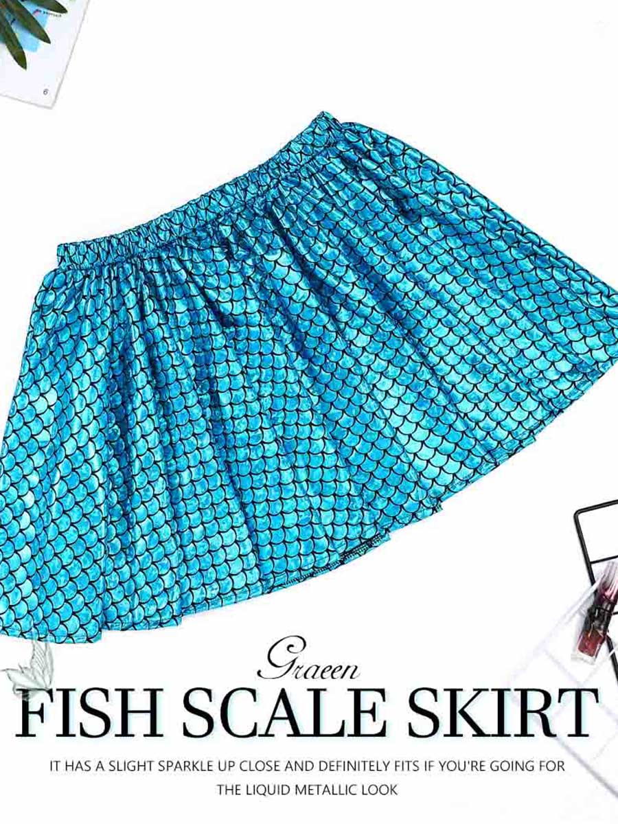 Shiny Fish Scale Patterned Skirt