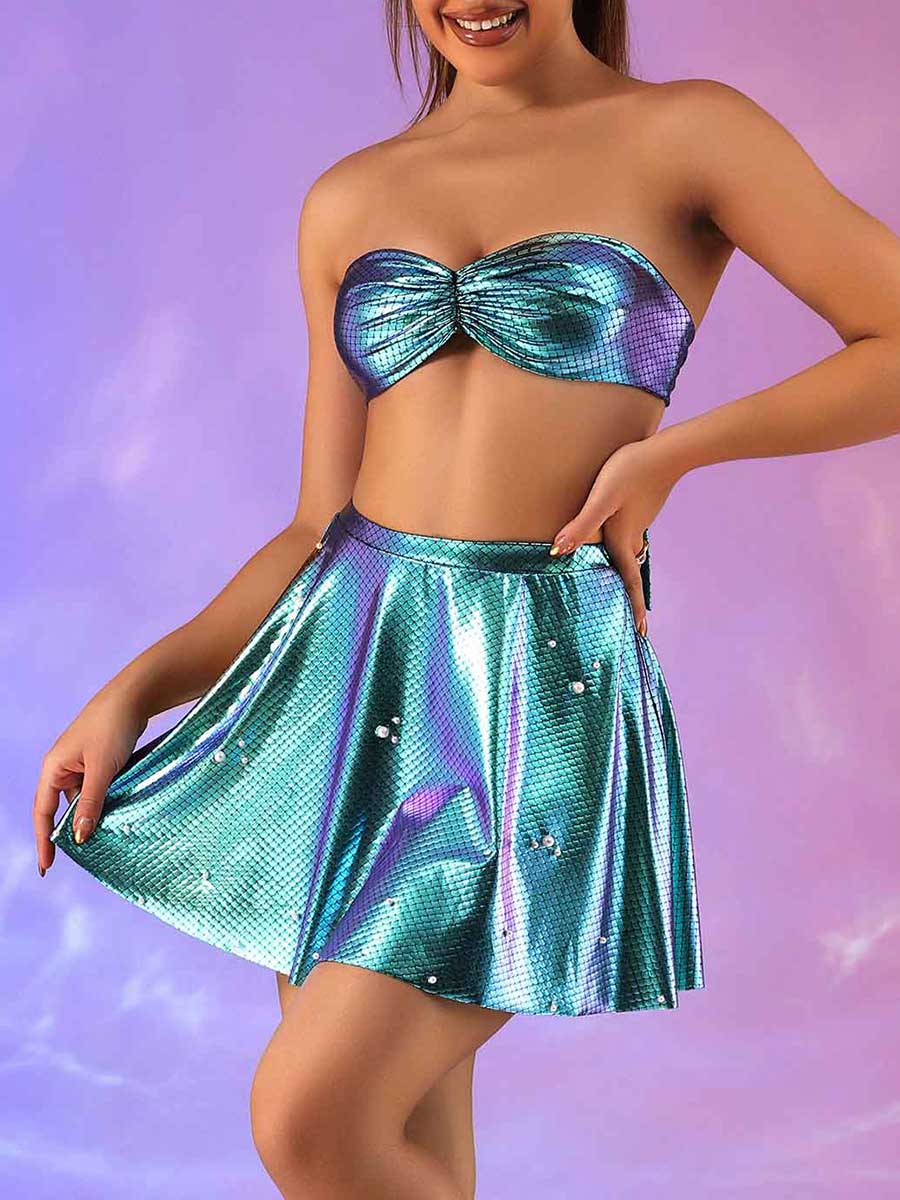 Teal Reflective Clubwear Set