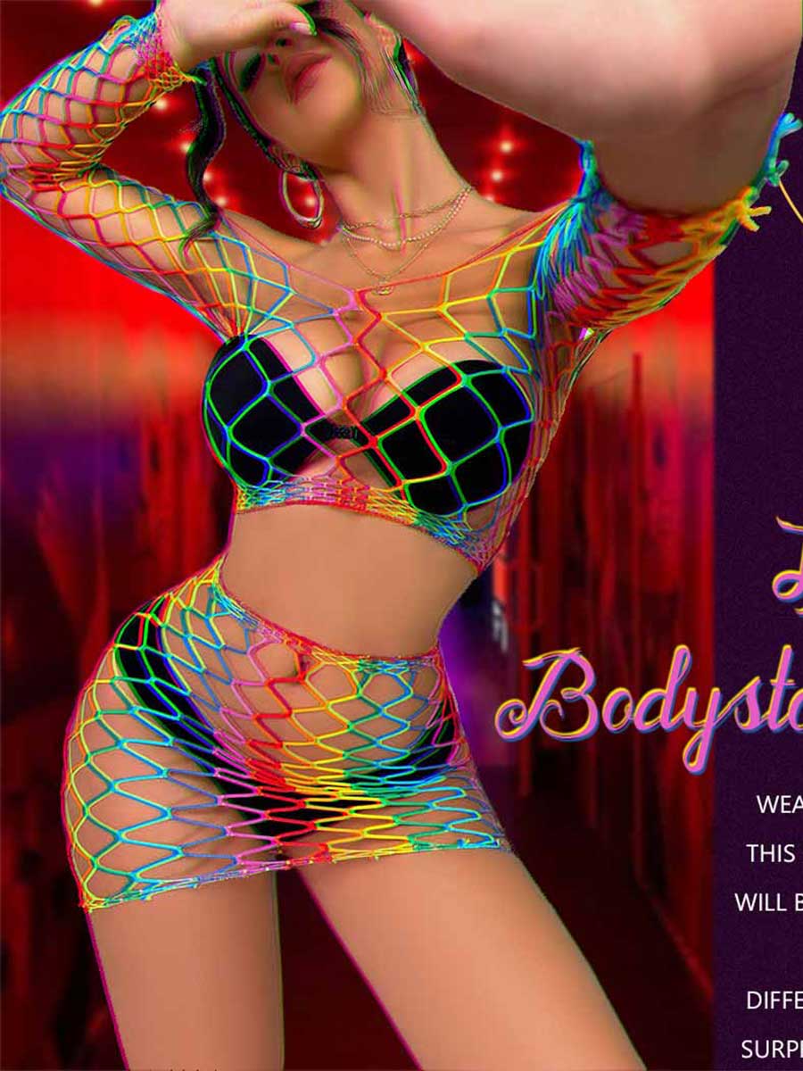 Psychedelic Gradient Net Outfit