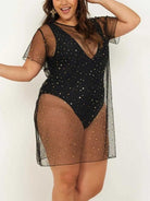 Sheer Black Sequin Overlay Dress