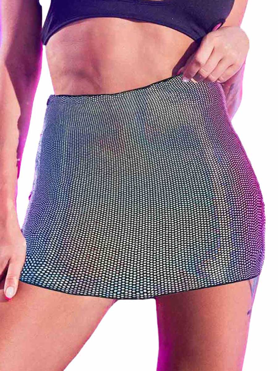 Silver-Gray Glitter Mini Skirt