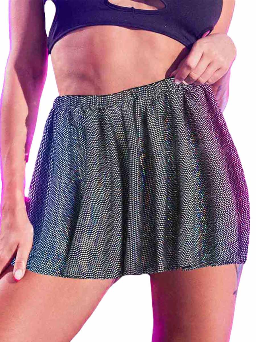 Shiny High-Waist Nightclub Style Dance Skirt