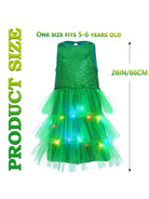 Kids' Holiday Dress with Green Sequins and LED Lights