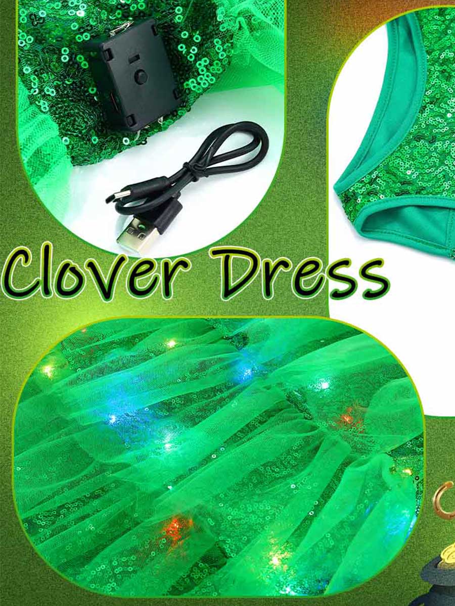 Vibrant Green Sequin Dress for Little Christmas Stars