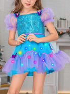 Blue LED Sequin Party Dress for Girls