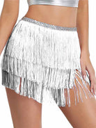 Silver Sequin Fringe Skirt