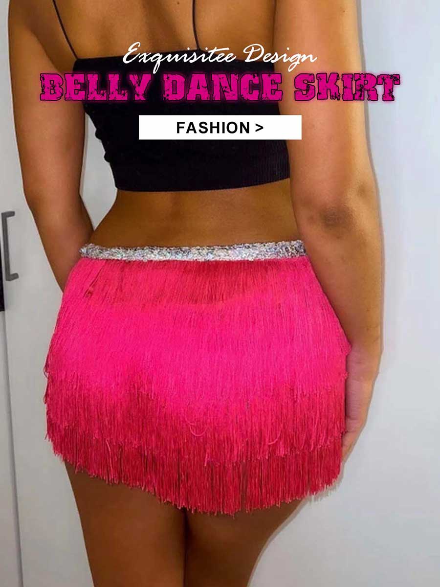 Rose Red Fringe Dance Skirt