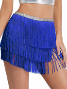 Silver Sequin Bright Blue Tassel Skirt