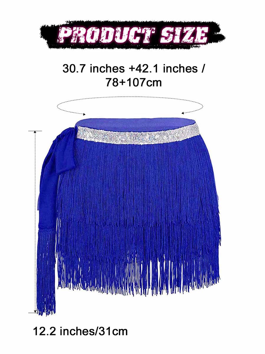 Sparkling Blue Sequin Tassel Skirt