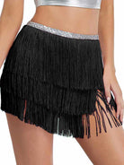 Silver Sequin Black Tassel Skirt