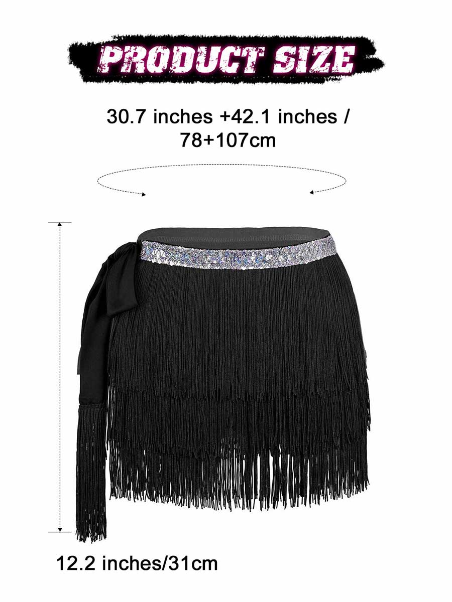 Black Fringe Sequin Skirt