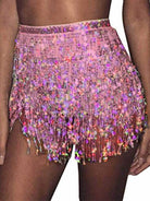 Pink Sequin Tassel A-Line Skirt